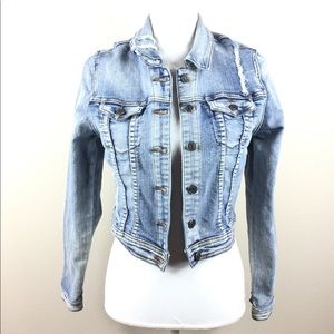 Chiqle Distressed Tribal Denim Jacket - image 1